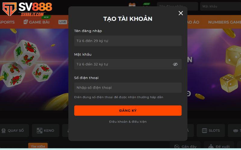 Hướng dẫn đăng ký acc casino SV888